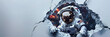 © john - An astronaut seems to be entering into a galactic universe scene through a torn white wall, representing adventure