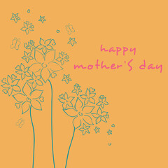Wall Mural - Happy Mother's Day celebration greeting card with colorful creative flower background.
