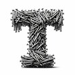 AI illustration of the letter T made from nails on a white background