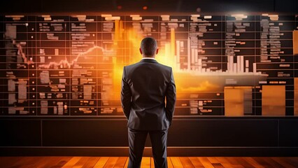 Wall Mural - Explore the stock market trends with analytical visuals of businessman planning long term investments and future business growth, Navigate towards success with smart strategies	