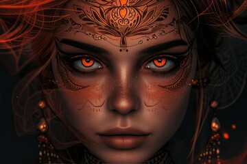 Poster - Fantasy Art: Enigmatic Tattooed Faces