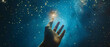 A hand reaching up to touch a star in a night sky, illustrating reaching for the seemingly impossible