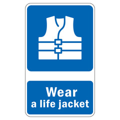 Wall Mural - wear a life jacket sign element design.