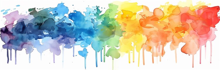 Wall Mural - watercolor paint in rainbow colors on white. background 