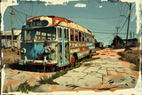 Fototapeta Do akwarium - 朽ちていく旧車の風景