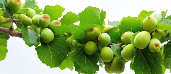 Poster - Green figs on a fig tree branch