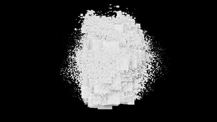 White Square Shape  High Tech Futuristic Animation Background. Abstract Animation Of High Tech Digital  Dynamic Square Shape Moving On Black Background. White  Color Abstract Animation Square Shape