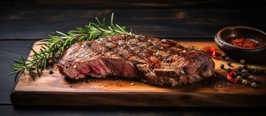 Aufkleber - Grilled steak on board with rosemary