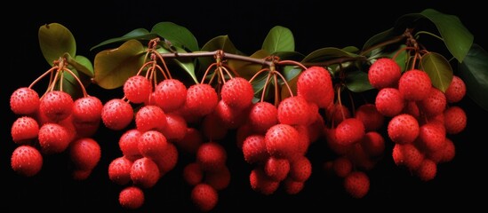 Poster - Cluster of ripe crimson fruit on tree