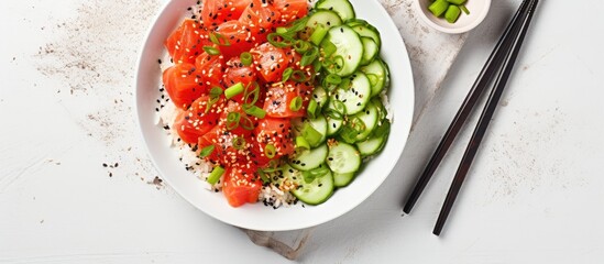 Leinwandbilder - Bowl filled with fresh cucumbers and tomatoes