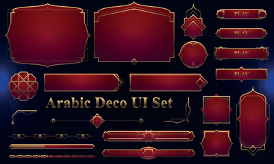 Wall Mural - set of art deco modern user interface elements. fantasy magic hud with arabian elements. template fo
