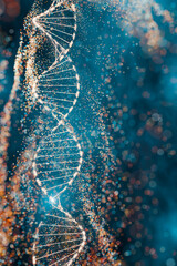 Wall Mural - 3d illustration of a dna molecule with sparkling effects symbolizing complexity and genetic diversit