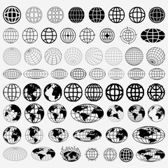 set of globe icon vector design. collection of planet earth world signs. website url symbol. streetw