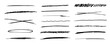 © Alyona - strikethrough underlines, set brush stroke, marker lines grunge curve, wvy free hand marks textured simple borders isolated on white background. Creative collection scribble brush or crayon checks