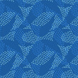 Blue seamless pattern with dash lines. Hand drawn print