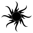 Abstract black vortex icon and logo. Abstract sun sign. Modern vector illustration isolated on white background.