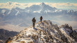 Adventurous: Hikers on a mountain peak