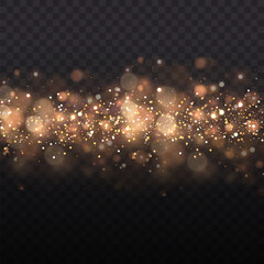 Wall Mural - sparkling magic dust particles. the bokeh effect of light is isolated on a transparent background. y