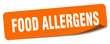 food allergens sticker. food allergens label