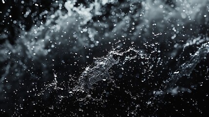 Sticker - A monochrome image capturing the dynamic movement of water splashing