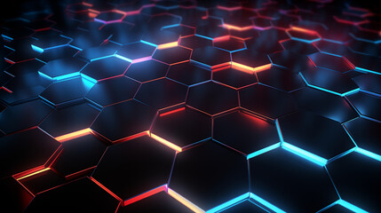 Poster - Vibrant Glowing Hexagon Pattern Background