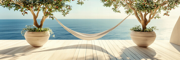 Wall Mural - Peaceful Hammock by the Sea, A Moment of Serenity on a Sun-Kissed Tropical Beach