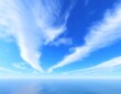 爽やかな青空と雲。流れ雲。海。AI生成画像。