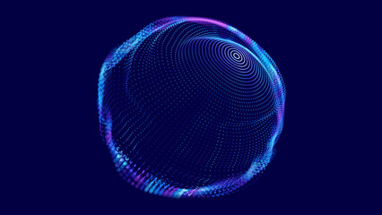 Aufkleber - Abstract Colorful Particles Sphere. Vivid Blue Dots Background. Futuristic Style HUD Element. Technology Background for Business Presentations. Corrupted Point Sphere Array. Vector Illustration.