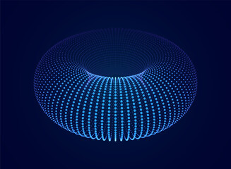 Aufkleber - 3D Torus Wireframe Background. Electromagnetic Force Field Concept. Science Physics Background. Vector Illustration. Energy Fields Torus Objects Design.