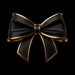© Наталья Мирошниченко - Elegant Black Bow with Gold Trim on Dark Background. Luxurious Decorative Ribbon for Special Occasions and Stylish Gift Wrapping. High-Quality 3D Illustration for Event Invitations and Celebrations.