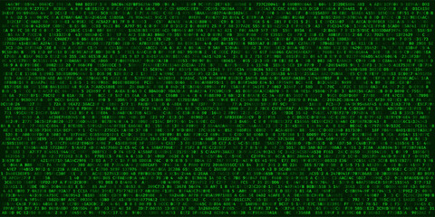 abstract green matrix code technology background. binary computer code. programming, coding, hacker 