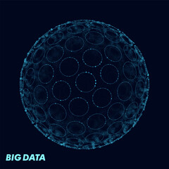 Aufkleber - Circle Lines on 3D Spheres. Global Digital Connections. 3D Wireframe Sphere Symbols Illustration. Abstract 3D Design. Technology Science Style Vector Background.
