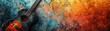 © ธนากร บัวพรหม - Grungy texture background with a guitar and vibrant color splash, perfect for an acoustic or country folk song theme poster , 8K , high-resolution, ultra HD,up32K HD