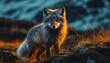 arctic fox vulpes lagopus fuliginosus during winter in iceland