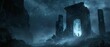 © Jiraphiphat - Ancient ruins shrouded in mist a lone figure standing at the entrance