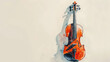 Aesthetic watercolor delicate drawing of violin on light clean background. Musical concept. Copy space. Generative AI