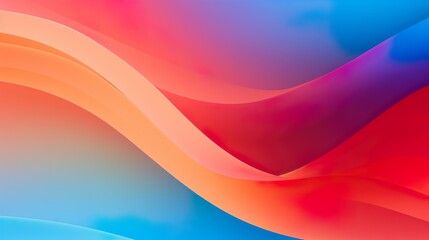 Canvas Print - the image features dynamic abstract waves with a smooth blend of blue and red colors, evoking a sens