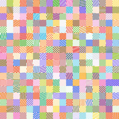 Fototapete - Colorful Geometric Lines Square Tiles Seamless Pattern. Vintage Lines Mosaic Background. Vector Illustration. Generative Art.