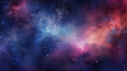 Wall Mural - This vibrant image captures the essence of nebulae with its mix of deep blues, purples, and pink hues, resembling cosmic clouds