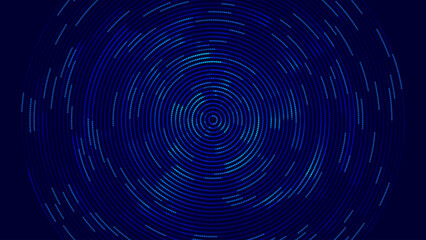 Leinwandbilder - Abstract Digital Circles of Particles with Noise. Futuristic Circular Sound Wave. Big Data Visualization. 3D Virtual Space VR Cyberspace. Vector Illustration.