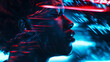 © ADDICTIVE STOCK - Futuristic profile portrait with neon lighting effects. Generative AI image