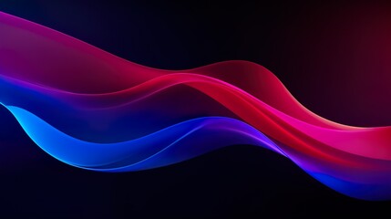 Canvas Print - vibrant pink and blue wavy lines flowing across a dark, moody background, giving a sense of movement