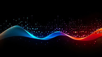 Canvas Print - this digital artwork features a sleek wave of blue and red with a spectrum of glowing dots conveying