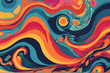 Groovy hippie 70s backgrounds. Waves, swirl, twirl pattern. Twisted and distorted vector texture in trendy retro psychedelic style