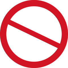 Wall Mural - Sign forbidden. Icon symbol ban. Red circle sign stop entry ang slash line isolated on transparent background. Mark prohibited. Icon symbol ban. Mark prohibited.