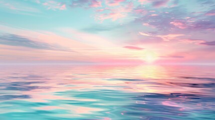 Wall Mural - Serene Sunset Seascape with Tranquil Water and Pink Sky.