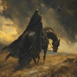 The Black Knight on horseback