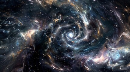 Wall Mural - majestic cosmic galaxy swirl: a dazzling universe tapestry.