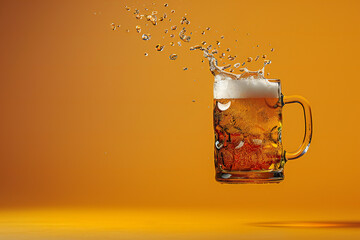 mug of golden beer levitating