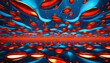 dekor für hintergründe vorlagen flüssig dynamisch wirbelnde wellen aus blau mit roten lichtern glühend, wie feuer, moderne design dekoration wandtapete natürlich kurvig 